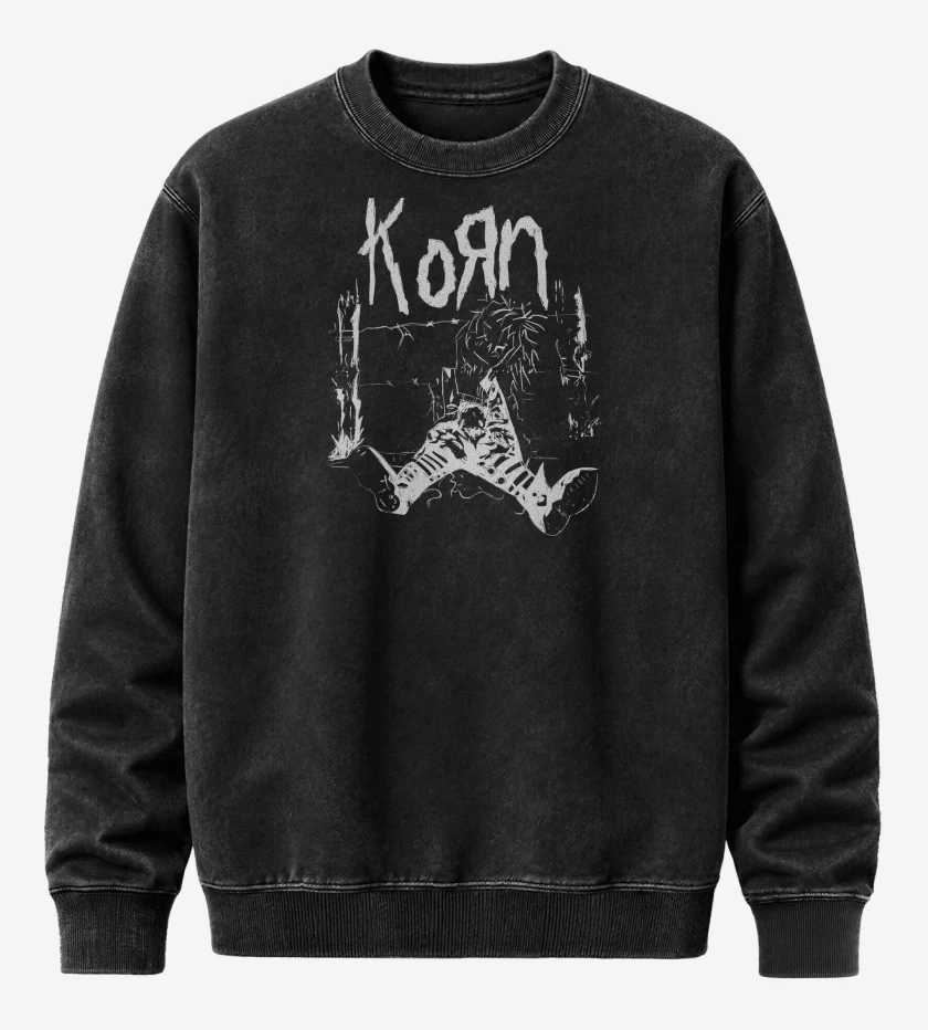 Poleron Polo Acid Wash Negro de Korn Muñeca 