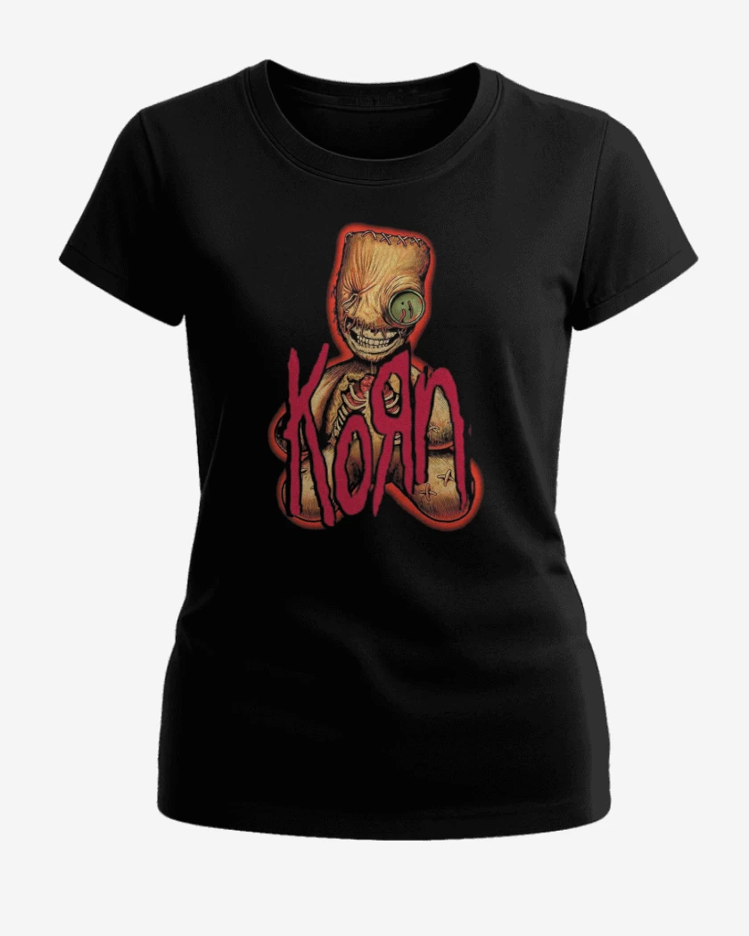Polera de Mujer Negro de Korn Muñeco