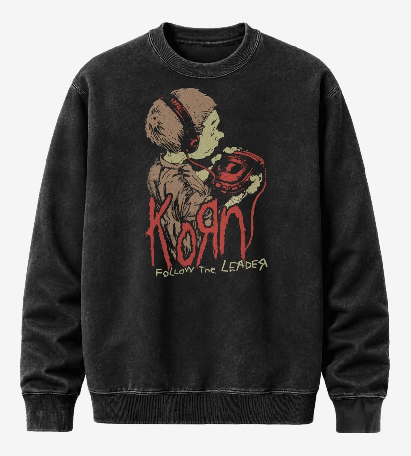 Poleron Polo Acid Wash Negro de Korn Follow the Leader v2