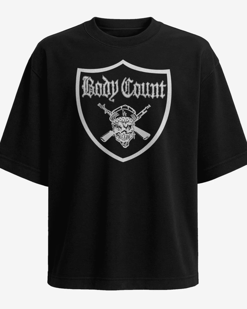 Polera Oversize Negro de Body Count Logo