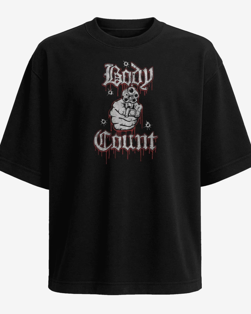 Polera Oversize Negro de Body Count Logo v2