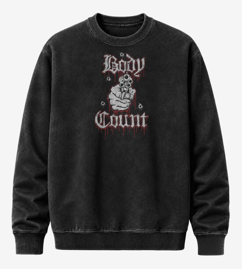 Poleron Polo Acid Wash Negro de Body Count Logo v2