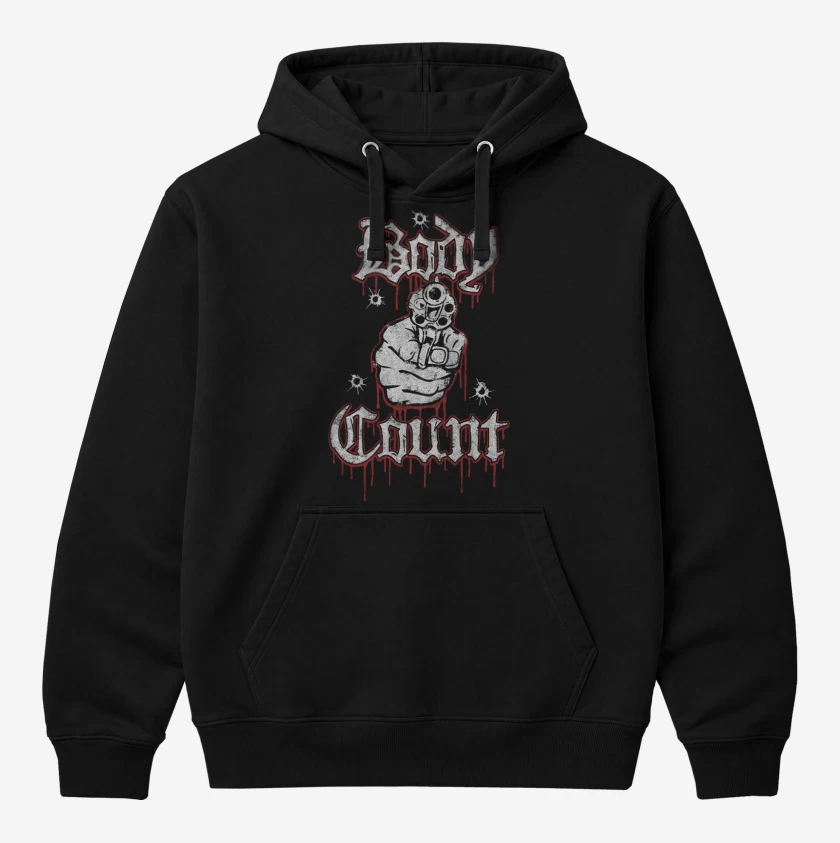 Polerón Canguro Negro de Body Count Logo v2