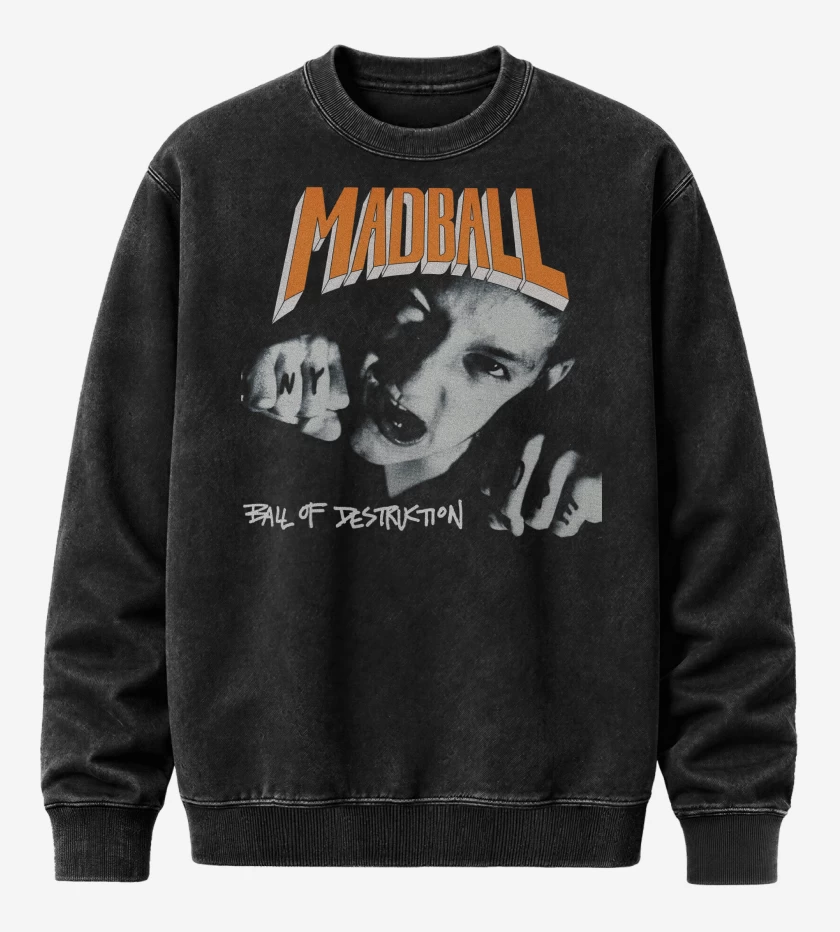 Poleron Polo Acid Wash Negro de Madball Ball of Destruction