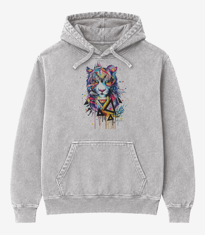 Poleron Canguro Acid Wash Gris Melange de Tiger full color