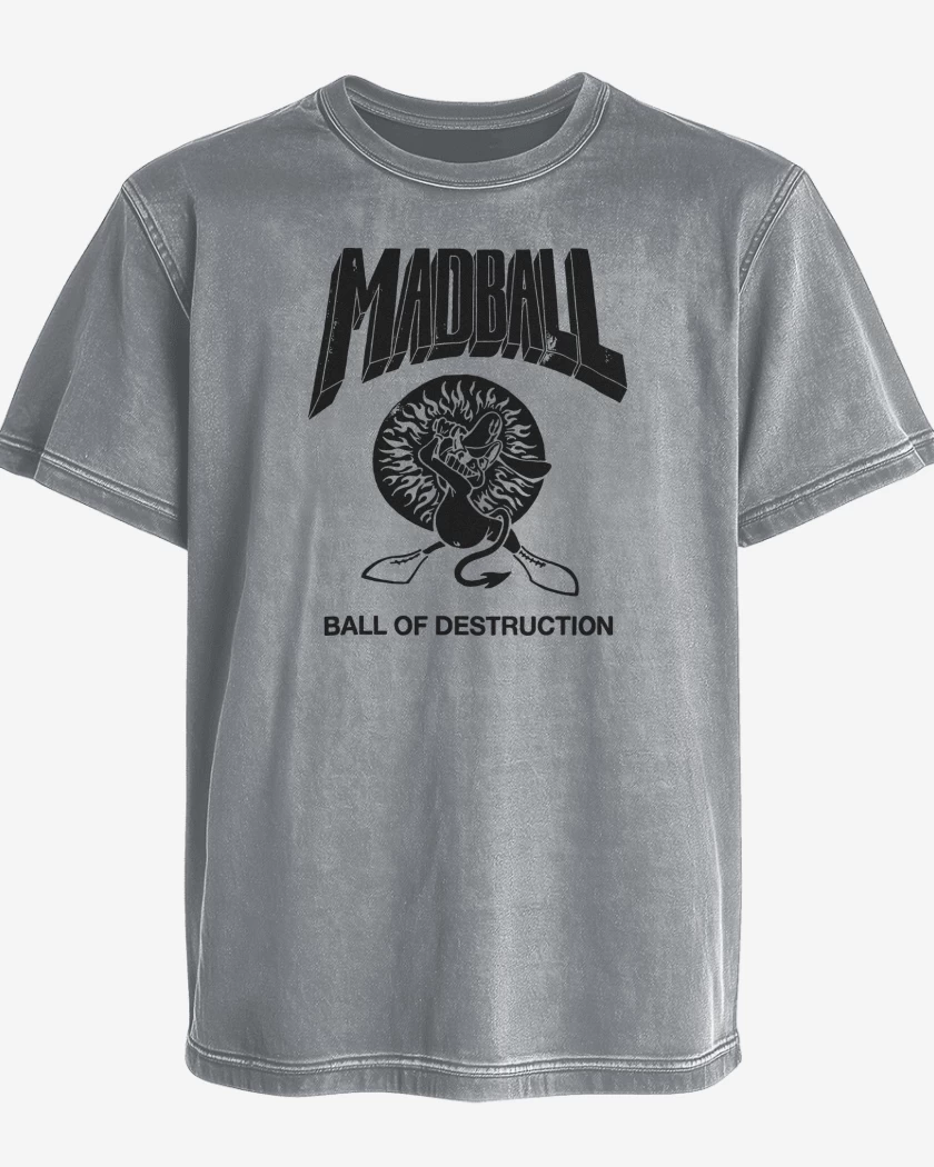 Polera desgastada Gris Melange de Ball of Destruction 