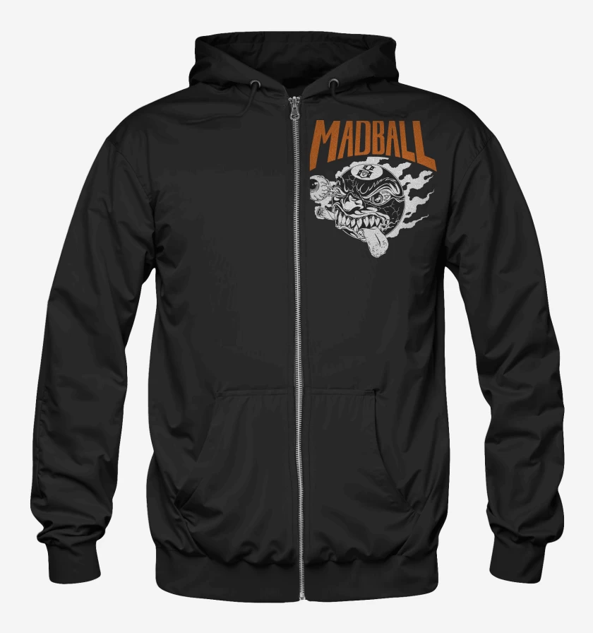 Poleron Canguro con cierre Negro de Madball Logo