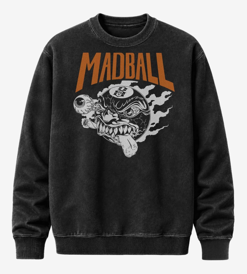Poleron Polo Acid Wash Negro de Madball Logo
