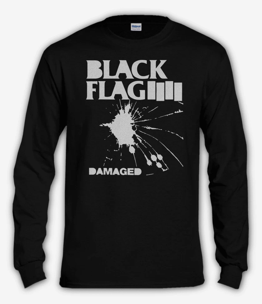 Polera manga larga Negro de Black Flag Damaged