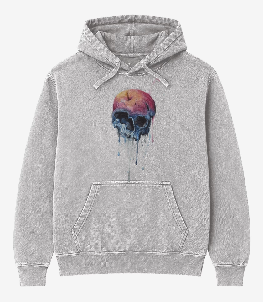 Poleron Canguro Acid Wash Gris Melange de Water color full