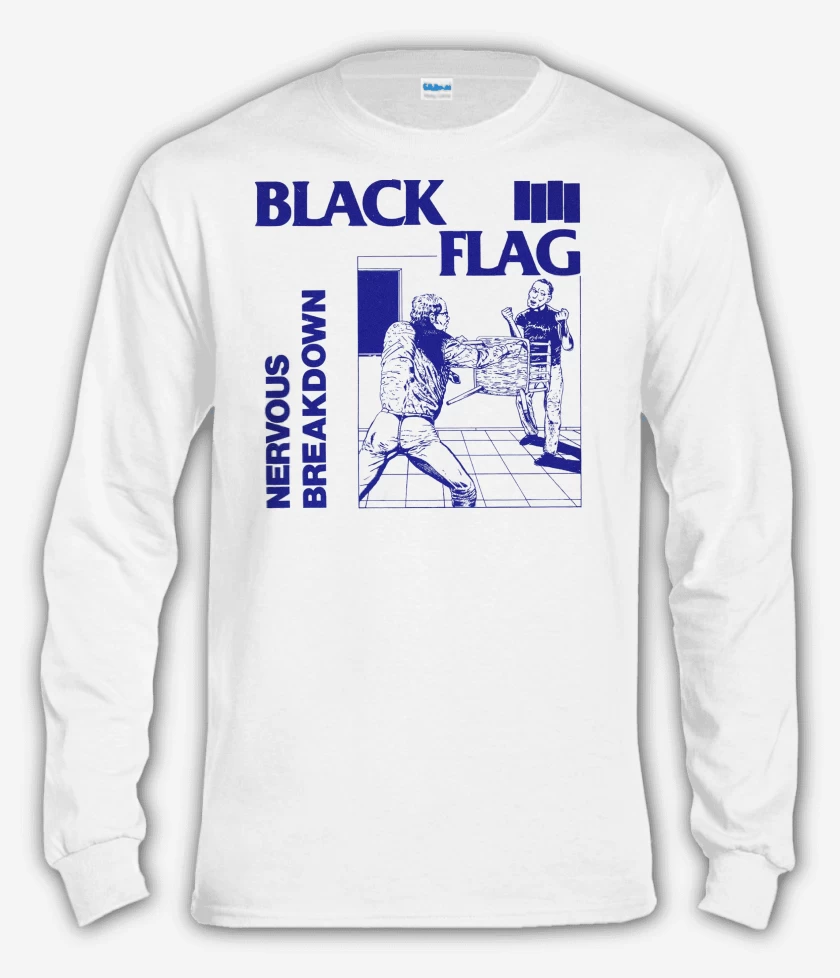 Polera manga larga Blanco de Black Flag Nervous Breakdown