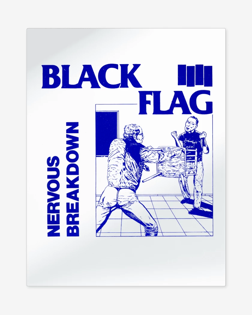 Print metalico Blanco de Black Flag Nervous Breakdown