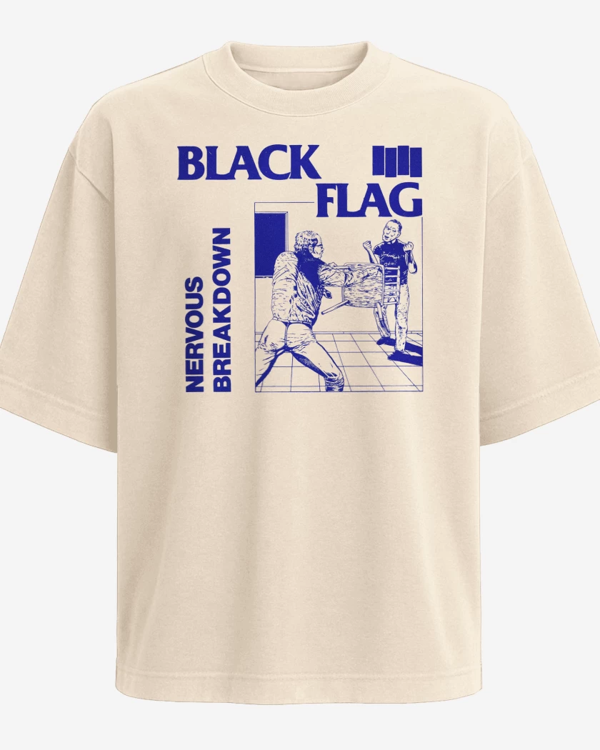 Polera Oversize Black Flag Nervous Breakdown
