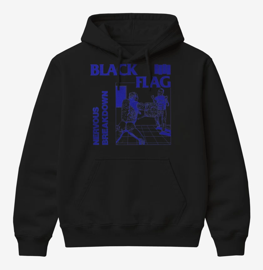Poleron Canguro básico Negro de Black Flag Nervous Breakdown