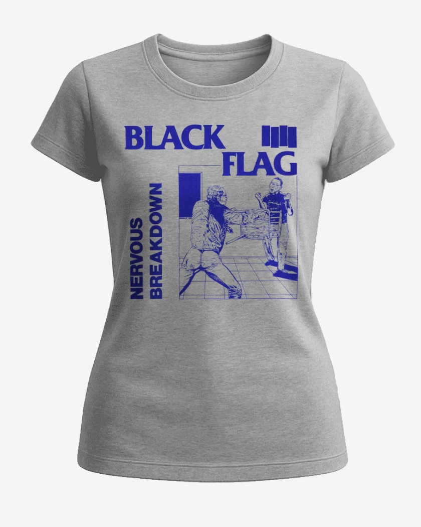 Polera de Mujer Gris Melange de Black Flag Nervous Breakdown