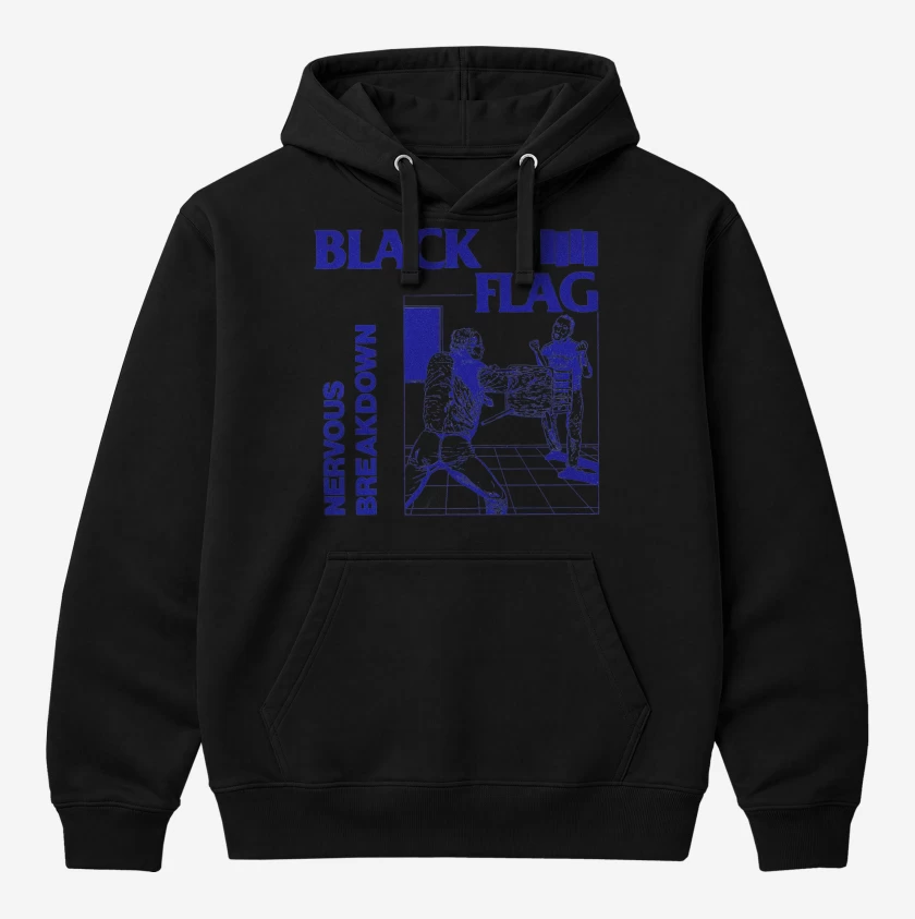 Polerón Canguro Negro de Black Flag Nervous Breakdown