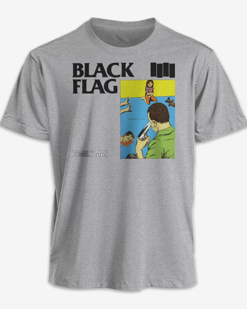 Polera premium Gris Melange de Black Flag Family Man