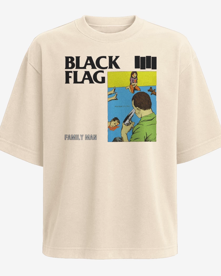 Polera Oversize Black Flag Family Man