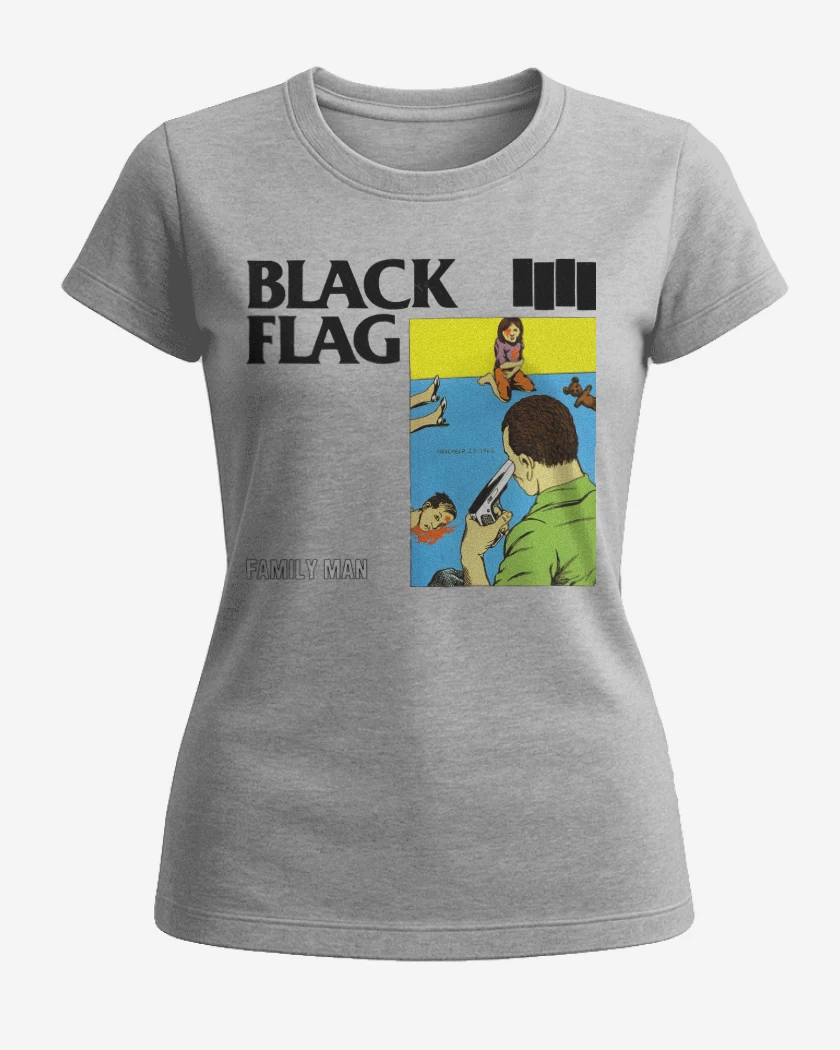 Polera de Mujer Gris Melange de Black Flag Family Man