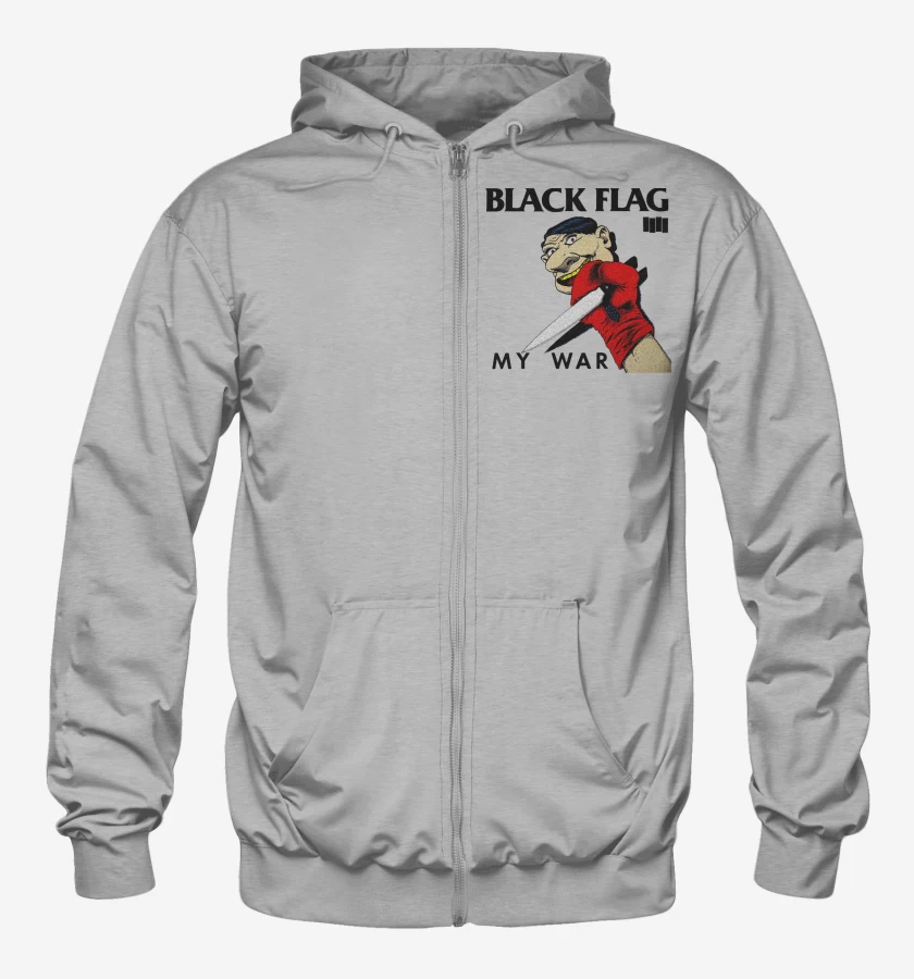 Poleron Canguro con cierre Gris Melange de Black Flag My War
