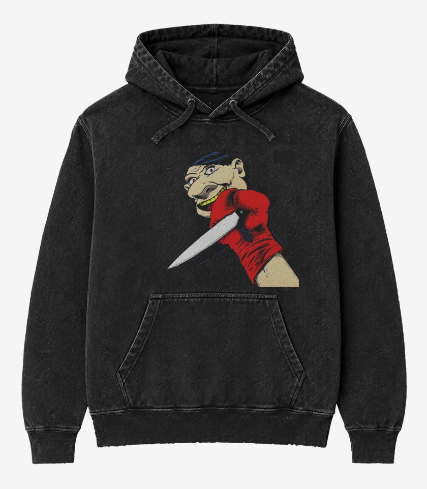 Poleron Canguro Acid Wash Negro de Black Flag My War