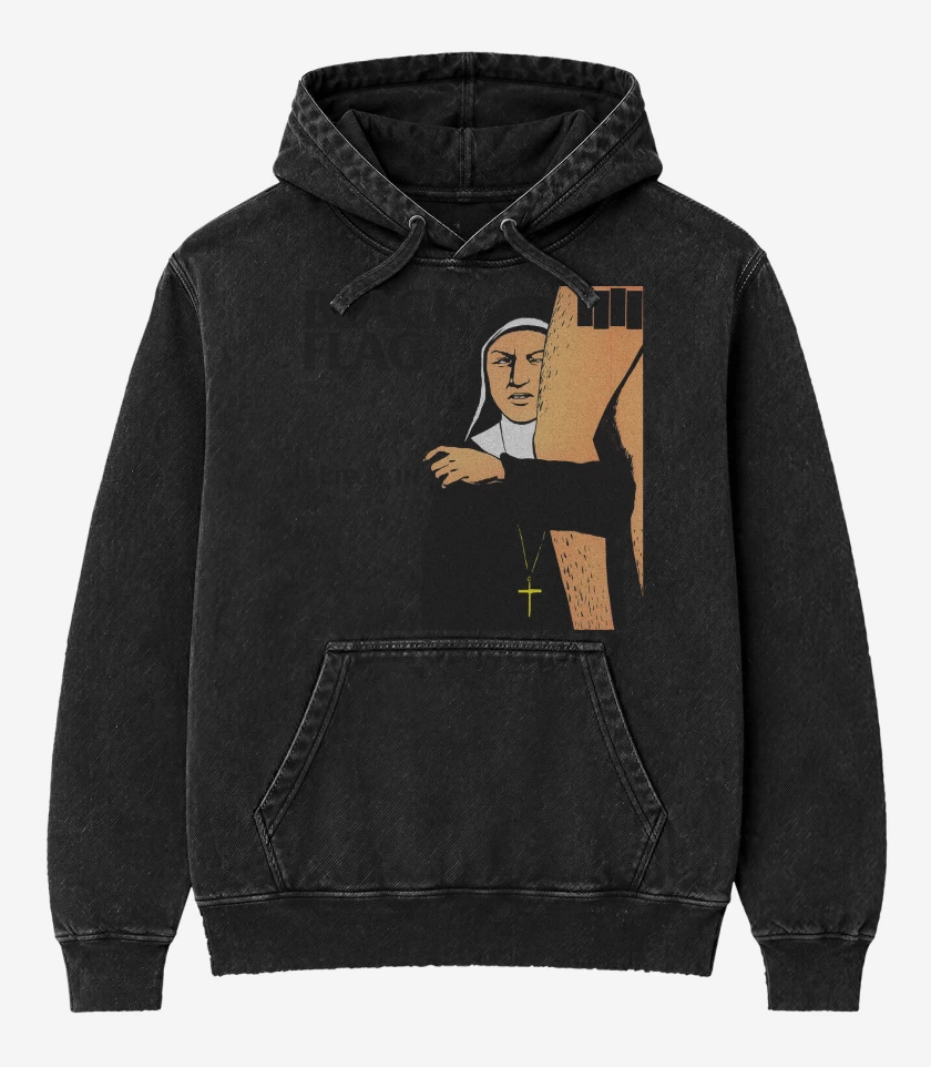 Poleron Canguro Acid Wash Negro de Black Flag Slip it in
