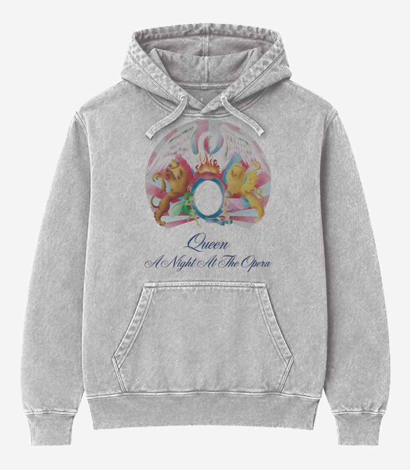 Poleron Canguro Acid Wash Gris Melange de Queen At Night At The Opera