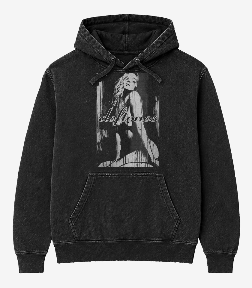 Poleron Canguro Acid Wash Negro de Deftones Girl