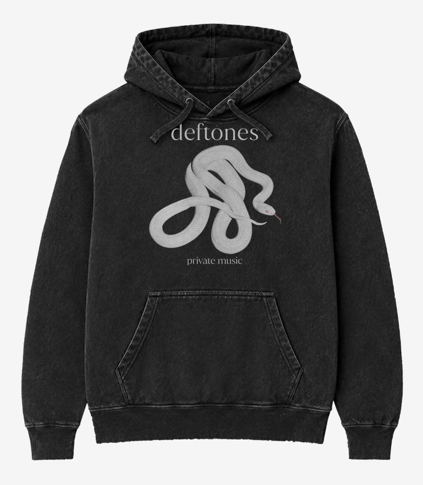 Poleron Canguro Acid Wash Negro de Deftones Private Music N