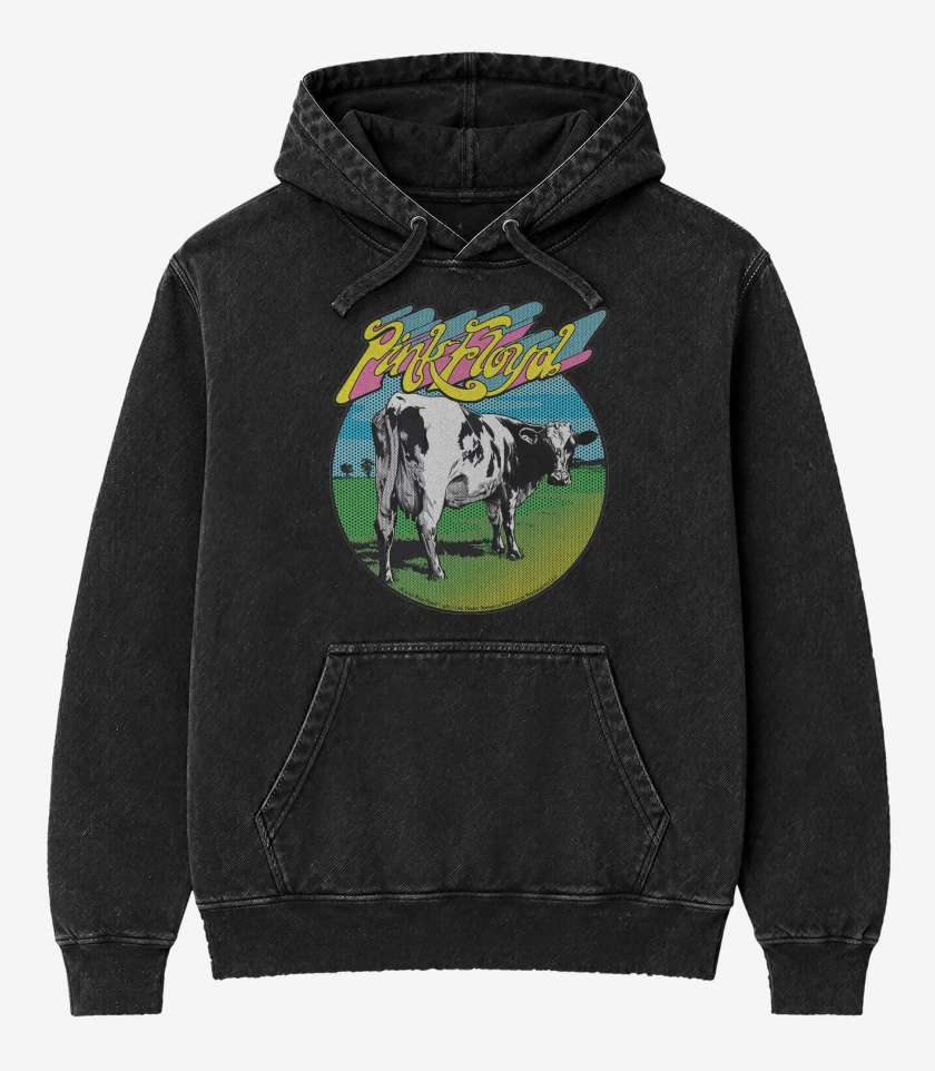 Poleron Canguro Acid Wash Negro de Pink Floy Atom Heart Mother 