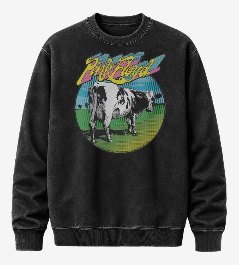 Poleron Polo Acid Wash Negro de Pink Floy Atom Heart Mother 