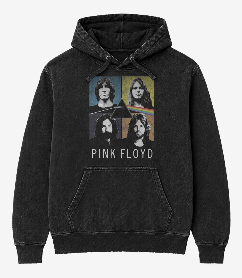 Poleron Canguro Acid Wash Negro de Dark Side of the Floyd
