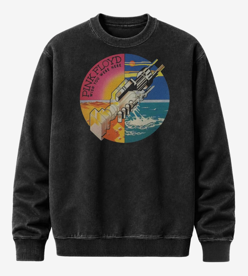 Poleron Polo Acid Wash Negro de Pink Floyd Wish You