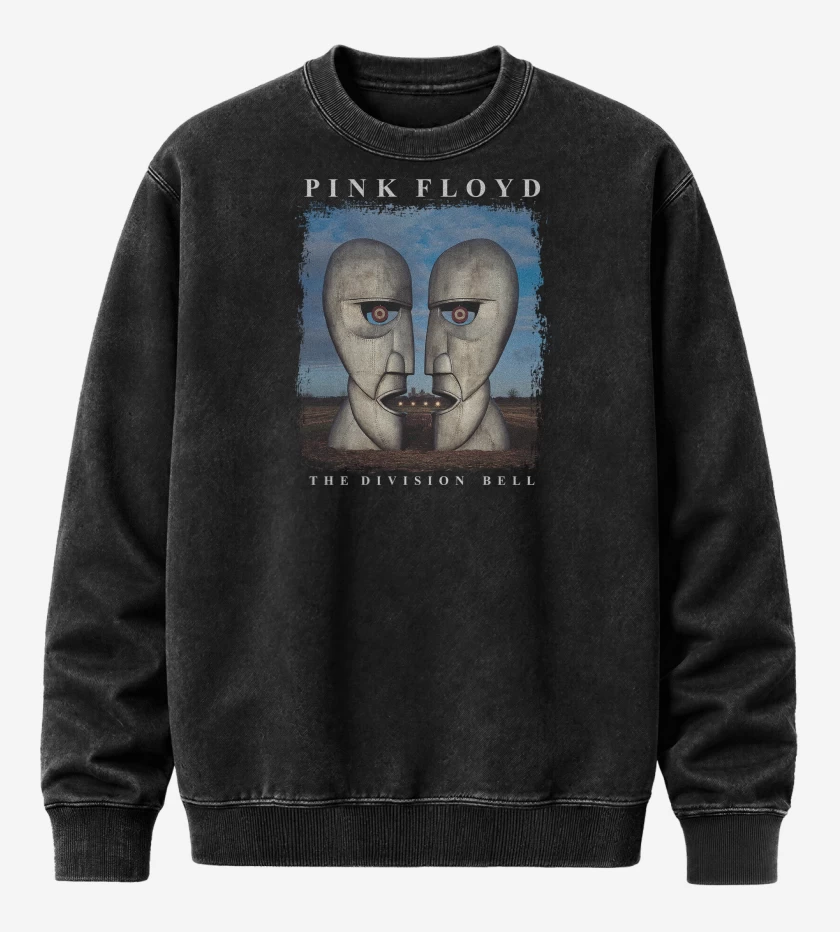 Poleron Polo Acid Wash Negro de Pink Floyd The Division Bell