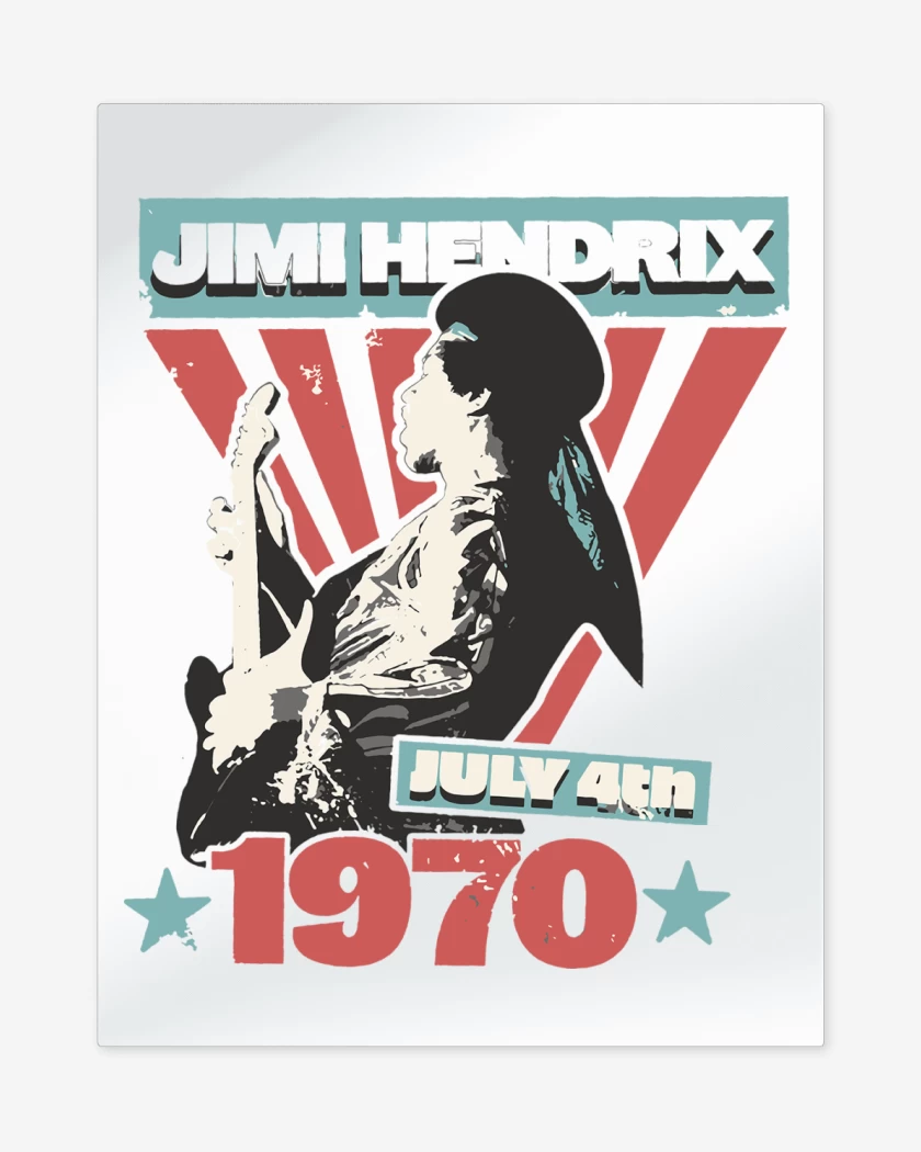 Print metalico Jimi Hendrix 1970