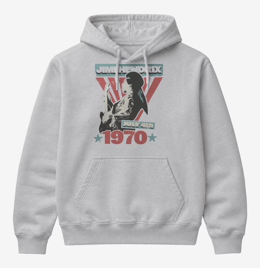 Poleron Canguro básico Gris Melange de Jimi Hendrix 1970