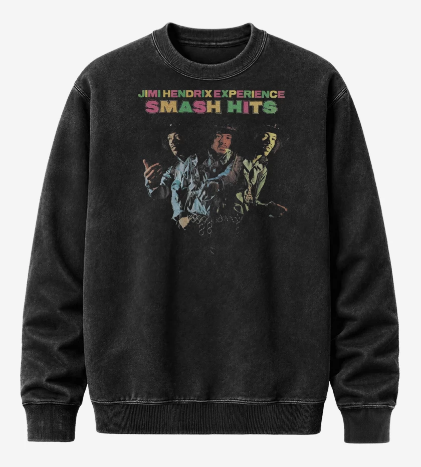 Poleron Polo Acid Wash Negro de Jimi Hendrix Smash Hits