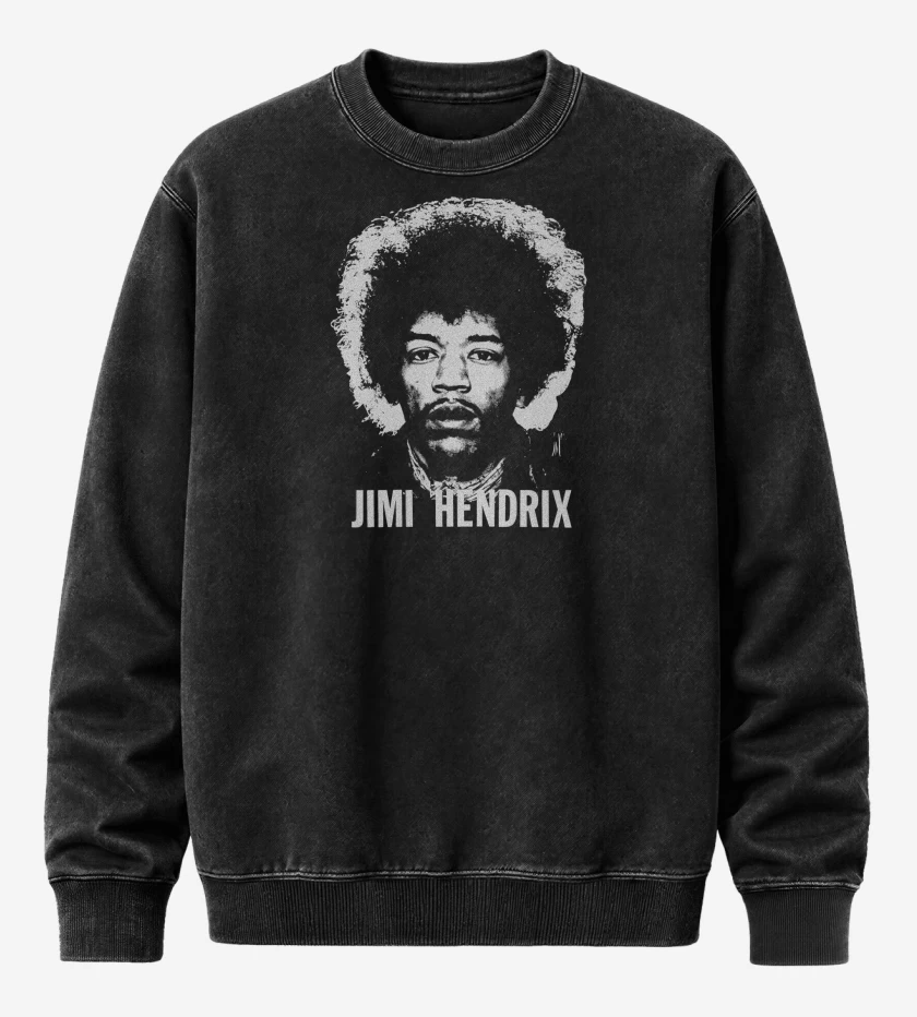 Poleron Polo Acid Wash Negro de Jimi Hendrix Hendrix