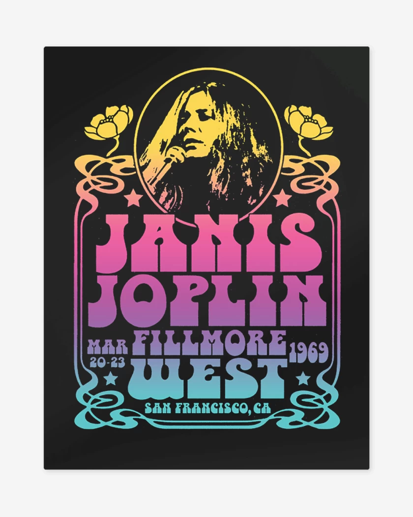 Print metalico Janis Joplin Fillmore West Color