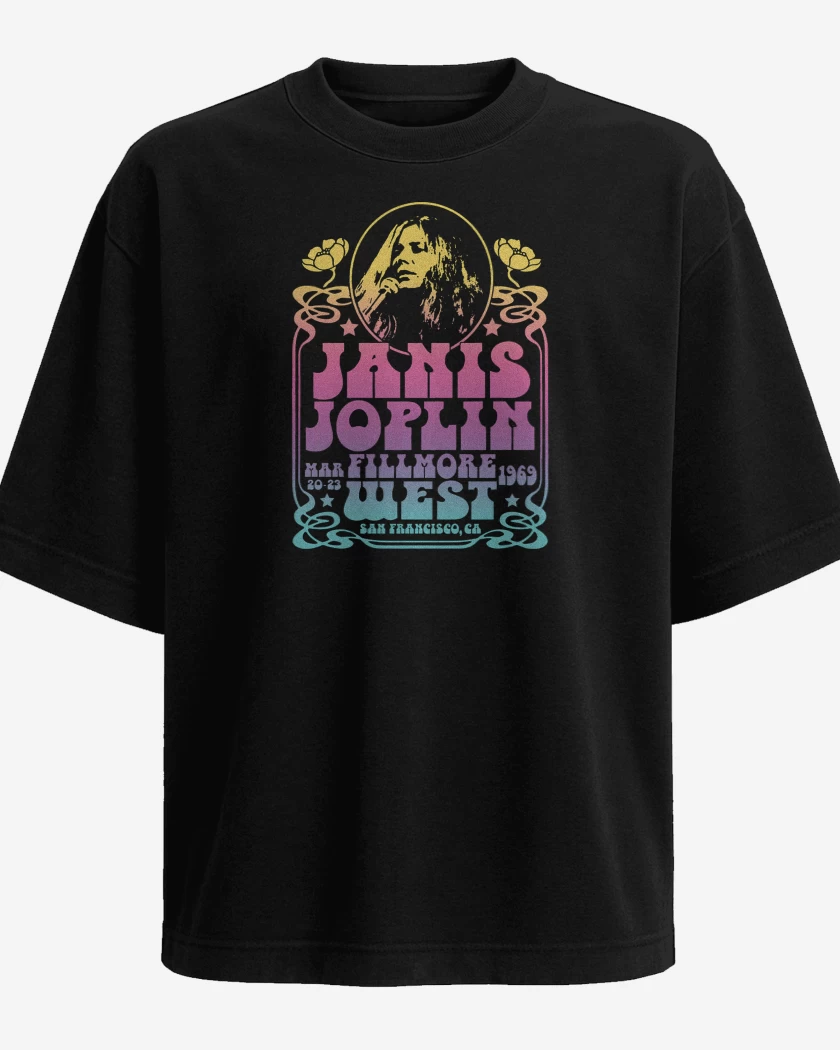 Polera Oversize Negro de Janis Joplin Fillmore West Color