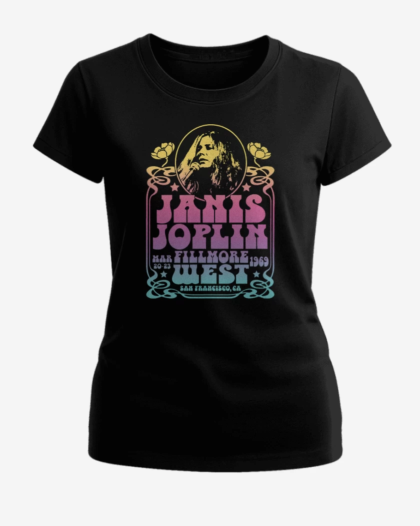 Polera de Mujer Negro de Janis Joplin Fillmore West Color