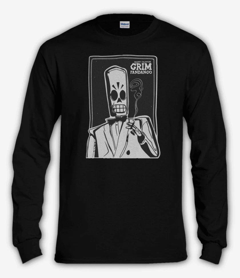 Polera manga larga Negro de Grim Fandango - Manny Calavera