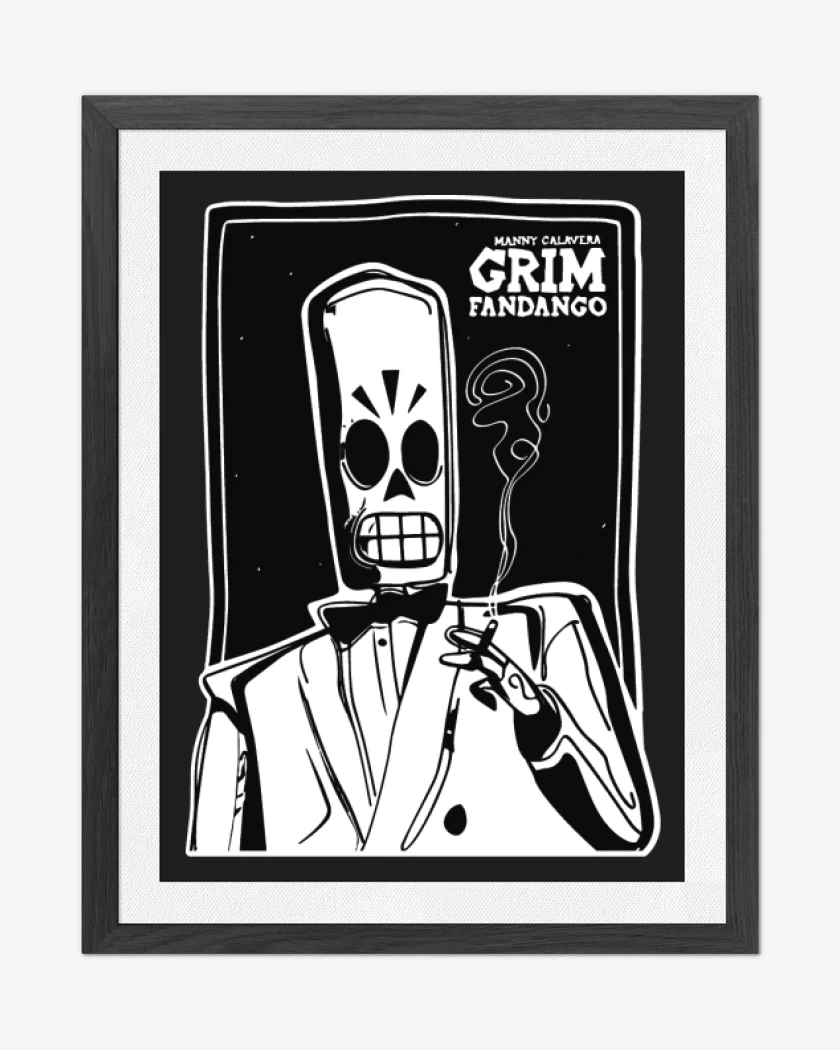 Cuadro decorativo Negro de Grim Fandango - Manny Calavera