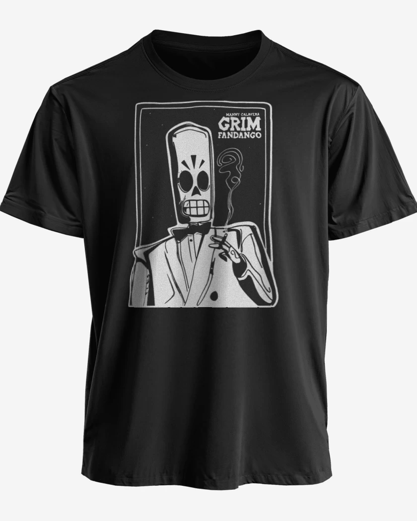 Polera premium Negro de Grim Fandango - Manny Calavera