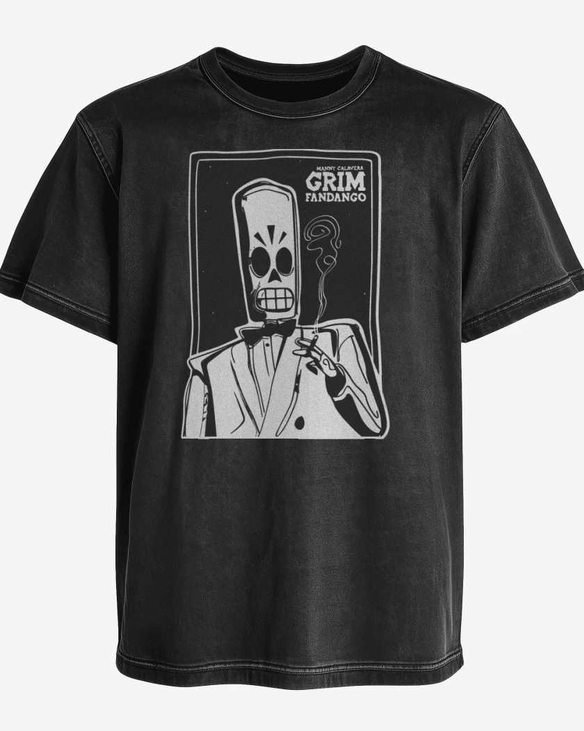 Polera desgastada Negro de Grim Fandango - Manny Calavera