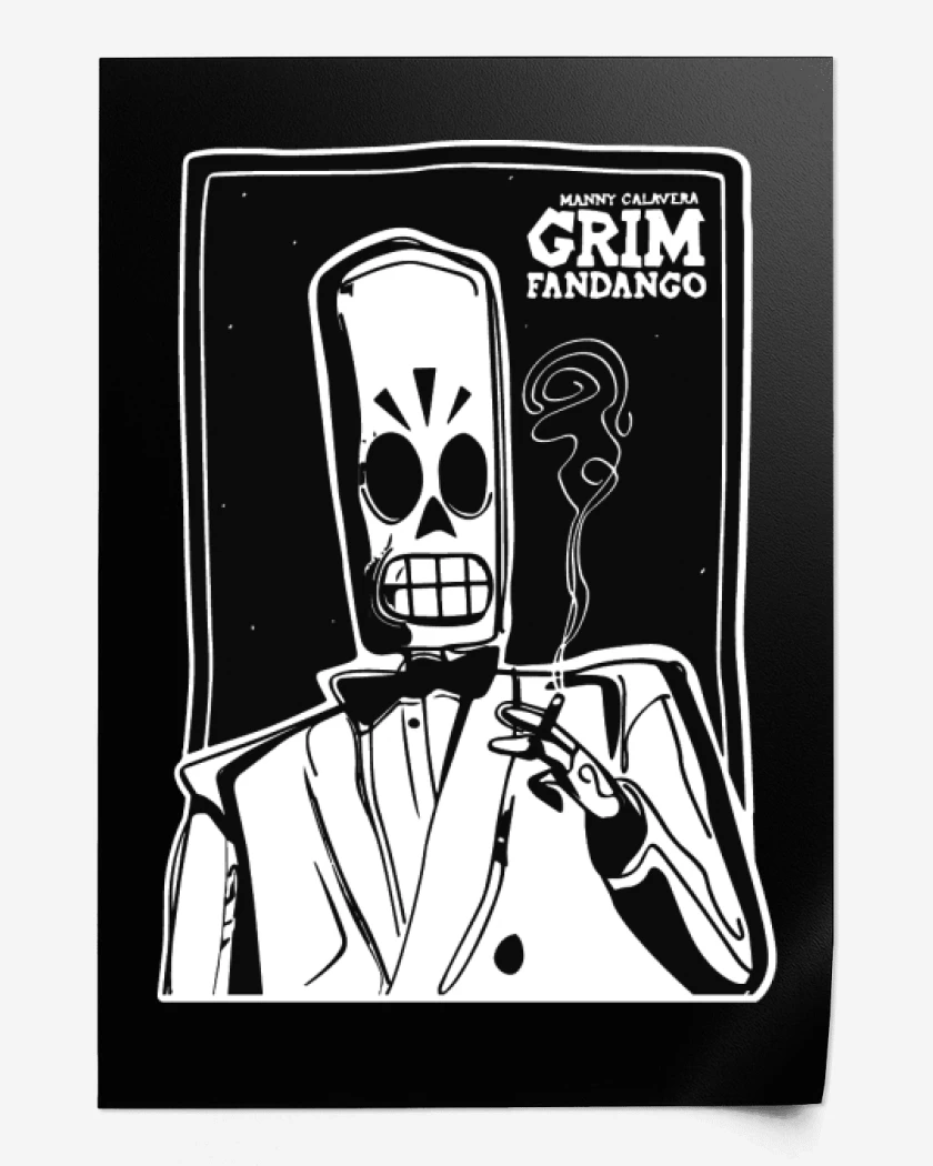 Print Negro de Grim Fandango - Manny Calavera