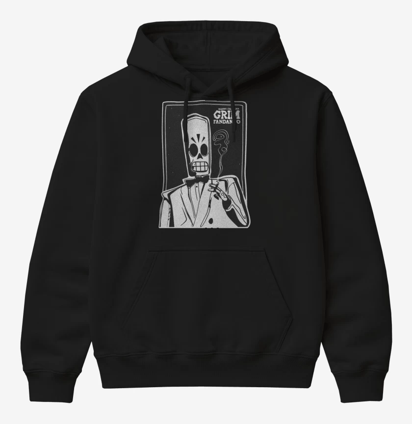 Poleron Canguro básico Negro de Grim Fandango - Manny Calavera