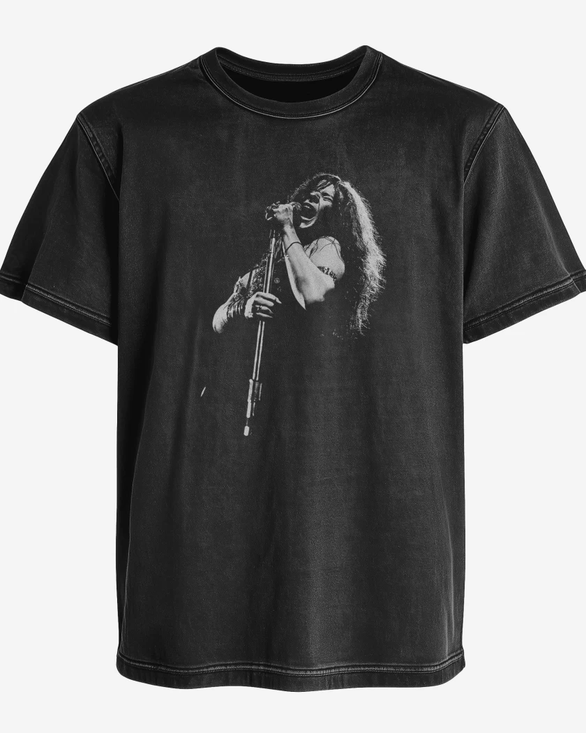 Polera desgastada Negro de Janis Joplin
