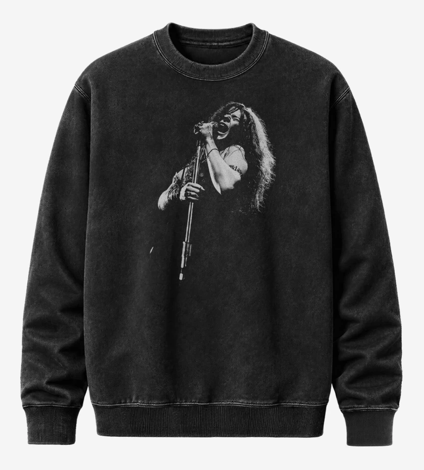 Poleron Polo Acid Wash Negro de Janis Joplin