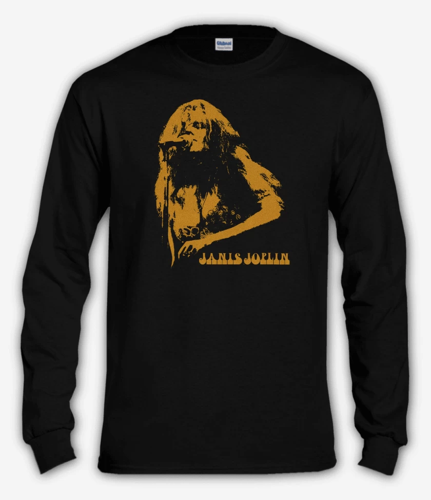 Polera manga larga Negro de Janis Joplin Cantando